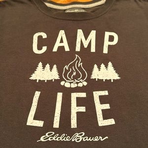 Camp Life Eddie Bauer T shirt top girls kid unisex 14 hiking brown cabin camping